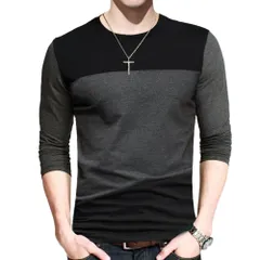 ☆ Aタイプ ☆ 2XL ☆ 長袖Tシャツ ychukarbird 長袖 tシャツ メンズ 綿100 長袖Tシャツ 長袖シャツ Tシャツ ロンt おしゃれ ヘンリーネック vネック 薄手 シンプル  大きいサイズ 黒 ブラック 無地 カジュアル