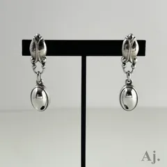 美品 ピアス♯8(両耳用) ジョージジェンセン/  シルバーのシンプルなデザインから、ゴールドにダイヤモンドが