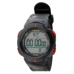 【在庫処分】[クレファー] 腕時計 デジタル メンズ 防水 ストップウォッチ ウレタンベルト ブラック TS-D153-RD