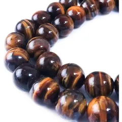 【天然石】イエロータイガーアイ ブレスレット用 ビーズ 一連 10mm【約38粒入り】パワーストーン 手芸 ハンドメイド NS-010