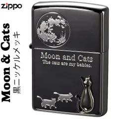 zippo(ジッポーライター)ムーンキャット　ブラックニッケル　メタル貼り　2BKSM-MOONCAT かわいい ギフト プレゼント キュート