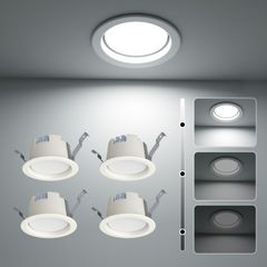 ICHIYO ledダウンライト 100φ 調光 SB形 天井埋込型 昼白色 3段階調光 ledダウンライト5W 500LM 浅型6H 白熱球40形相当 照明器具 キッチン、台所、玄関、部屋、リビング、商店、バー、カラオケ 適用 (調光タイプ 4個セット)