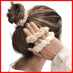 【★数量限定★】88flix パール ヘアゴム ヘアピン 2点 ホワイト シャンパンゴールド 2色セット ヘアアクセサリー レディース 髪飾り 髪留め