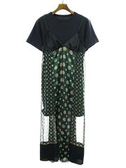 sacai サカイ 小紋柄ワンピース ブラック× ネイビー sacai小紋柄ワンピース桐谷美玲さん川口春奈さん着用大人気柄