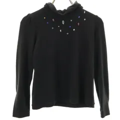 Familiar ファミリア 長袖 ビジュー付 カットソー 140 黒 キッズ 古着