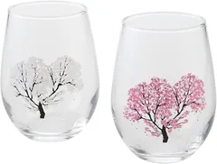 丸モ高木陶器 温度をデザインに 冷感桜 フリーグラス ペアセット 温度で変化 おしゃれ 春 花見 贈り物 プレゼント 結婚祝い 日本酒 ビール 焼酎 乾杯 記念 お中元 ギフト お祝い 卒業 退職 クリスマス(透明)