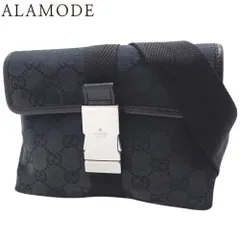 GUCCI グッチ GGキャンバス ウエストポーチ ブラック レザー シルバー GUCCI グッチ グッチ ウエストポーチ バッグ GGキャンバス 28566