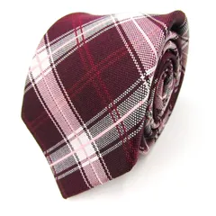 オリヒカ ブランド ネクタイ チェック柄 格子柄 シルク PO  メンズ ワインレッド ORIHICA 【中古】