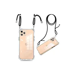 iPhone 11 Pro ケース クリア ショルダー 耐衝撃 ストラップ付き スマホケース アイフォン11 pro カバー 透明 薄型 軽量 TPUスマホ シリコン 紐付き 斜めがけ 織りストラップ付き 肩掛け 調節可能なショルダー クロスボディ 多目的 1
