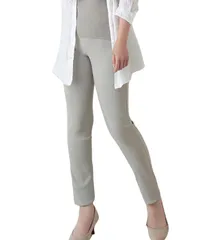 [グリーンパキラ] スキニー レディース ズボン ストレッチ テーラードパンツ 春 夏 秋 イージーパンツ ボトムス ウエストゴム 大きいサイズ ハイウエスト 股下長め パンツ 薄手 ロング 女性 スラックス レギンス 婦 [ライトグレー] [LL] [標準]