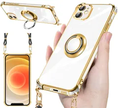 新品 weiaoluo iphone 12 ケース クリア ネック リング付き ショルダー アイフォン12 ケース 耐衝撃 iphone13 携帯カバーバンパー tpu 薄型 軽薄型 360度回転 スマホケース ストラップホール付き 衝撃吸収 首かけ 斜めがけのサムネイル