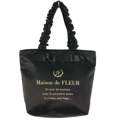 Maison de FLEUR メゾン ド フルール 通年★ ロゴプリント トートバッグ フリルハンドル トート Sz.F レディース 黒