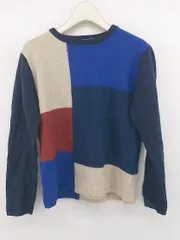 ◇ BEAUTY & YOUTH UNITED ARROWS ウール100% クルーネック ニット セーター サイズM ネイビー マルチ レディース P  【1212270000348】