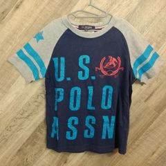 M1-01974【Kids】U.S.POLO ASSN(ユーエスポロアッスン) 半袖 Tシャツ 男の子 (140) / グレー×紺×水色×赤 全体的に毛羽立ち有 首まわり毛玉有 裏、首下色あせ有 Gのサムネイル