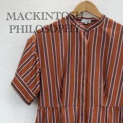 MACKINTOSH PHILOSOPHY マッキントッシュフィロソフィー レジメンタル ストライプ シャツ ワンピース H5j19-741-50 半袖 ミディアム丈 38サイズ レッドオレンジ 三陽商会 レディース