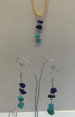 天然石アクセサリー　ラピスラズリ　ターコイズ　ピアスとネックレスのセット③