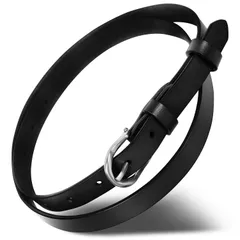 [Harewith] ベルト レディース 本革 細ベルト 【長さ調整可能】 柔らかい 軽量 (ブラック) [ブラック]