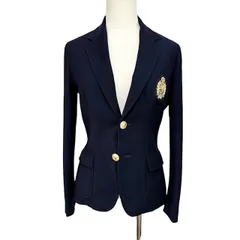 中古 ラルフローレン RALPH LAUREN 紺ブレ 紺ブレザー クリーニング済み 90s 金ボタン ウール レディース サイズ7