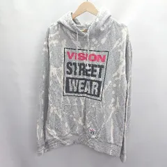 ◇ ⊇ VISION STREET WEAR ヴィジョンストリートウェア 綿 長袖 パーカー サイズL グレー メンズ E  【1503060021422】