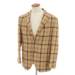 【中古】オールドイングランド OLD ENGLAND シルク チェック 3B テーラードジャケット オレンジ【サイズ38】【メンズ】のサムネイル