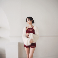 Reti（レティ）｜Lenique polewear（レニーク　ルニーク）Wine（ワイン、赤、バーガンディ）　ポールダンスウェア　かわいい　おしゃれ　大人　韓国