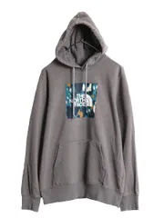【お得なクーポン配布中!】 ノースフェイス プリント スウェット フード パーカー メンズ M / The North Face プルオーバー 裏起毛 トレーナー スエット アウトドア 灰