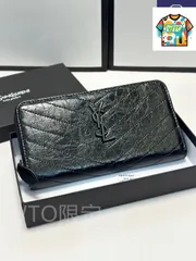 【今日特価】Yves Saint Laurent イヴ・サンローラン 最新シングルジッパーシリーズ 輸入オイルレザー小牛皮で質感に優れ-WTO輸入2