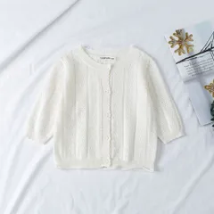 ☆ ホワイト ☆ 90cm ☆ カーディガン ベビー ykcp20022 ベビー カーディガン ボレロ ニットカーディガン 上着 ベビー服 羽織り アウター トップス 透かし柄 ベビーウェア オールシーズン 温度調整 赤ちゃん 女の子 体温調整 冷房対策