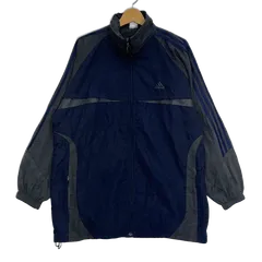 adidas/アディダス トラックジャケット ナイロンジャケット スリーライン ウィンドブレーカー ライトアウター ジャケット ブルゾン ワンポイント刺繡 オーバーサイズ ビッグシルエット CHINA製 メンズ XXXXL ネイビー/グレー
