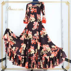 【美品】フラメンコ衣装 紫と茶色　ボータイ付きストレッチ素材 美品】フラメンコ衣装 紫と茶色 ボータイ付きストレッチ素材 美