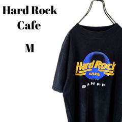 80s Hard Rock Cafe ハードロックカフェ 半袖 Tシャツ BANFF バンフ ビッグロゴ ブラック メンズ Mサイズ