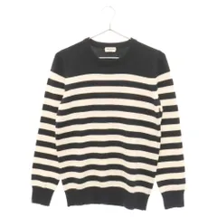 SAINT LAURENT PARIS (サンローランパリ) ボーダー クルーネックニット 長袖セーター ブラック/ホワイト 367560のサムネイル