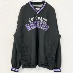 古着 used　MLB　GENUINE MERCHANDISE　長袖ワッペン刺繍ナイロンプルオーバー　コロラドロッキーズ　Lサイズ