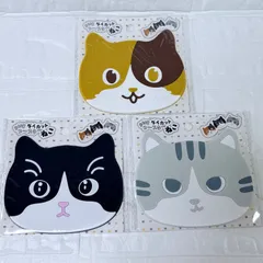 ダイカットコースター ねこコースター  3枚セット 三毛猫 ハチワレ グレー  PVC ダイカット 猫雑貨 かわいい雑貨 ねこグッズ おうちカフェ プチギフト