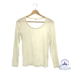 ☆美品☆ UNIQLO ユニクロ トップス Tシャツ Uネック シンプル 長袖 レディース 大きいサイズ ホワイト L 901-8100 送料無料 古着