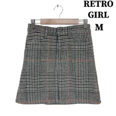 M【 RETRO GIRL （ レトロガール ）】グレンチェック フレアミニスカート Mサイズ 裏地付き ポケット＆ベルトループ ウエストバックゴム Aライン 膝上丈 秋冬 大人カジュアル 通学 おしゃれ KKB2-5