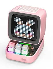 ピンク Divoom Ditoo-Pro ポータブルBluetoothスピーカー3.55インチLEDスクリーンピクセルディスプレイ、DSPワイヤレススピーカーAPPコントロール、オーディオHD、メカニカルキーボード、MicroSDカード対応、ピンク