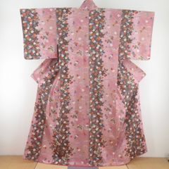 袋帯 花に鳳凰紋様 金糸 金x多色 六通柄 正絹 仕立て上がり 着物帯 長