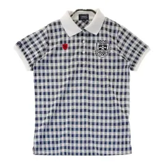 サイズ：0 PEARLY GATES パーリーゲイツ  半袖ポロシャツ チェック柄 ネイビー系 [240101375276]# ゴルフウェア レディース ストスト