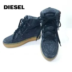 ディーゼル DIESEL ハイカットスニーカー デニム サイドジップ Red Velvet ジョイ ネイビー レディース レースアップ 23cm hws01186