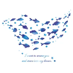 インテリア クジラ シール 浴室 クジラ シール かわいい 壁紙 魚 海 壁紙シール はがせる 海の生き物 おしゃれ 北欧 diy 海の動物 ウォールシール ウォールデコ 幼稚園 ウォールステッカー 保育園 子供部屋 インテリア 青い魚の群れ 壁 装飾90*7