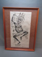 木版画　アプサラダンス　額装　ヒンズー教　カンボジア