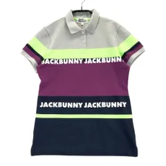 サイズ：1 JACK BUNNY ジャックバニー  メッシュ切替 半袖ポロシャツ プリント ボーダー柄 ネイビー系 [240101451088] ゴルフウェア レディース ストスト