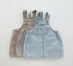 韓国子供服 サロペットスカート 女の子 デニムスカート カジュアル 子供服  スカート ベビー服 オーバーオール ストライプ ジャンパースカート キッズサスペンダースカート オールインワン かわいい おしゃれ 普段着 夏服 カジュアル ボトムス ベビー キッズ