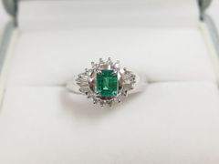 ヴィンテージリング 宝石 エメラルド 希少 カボションカット シルバー 