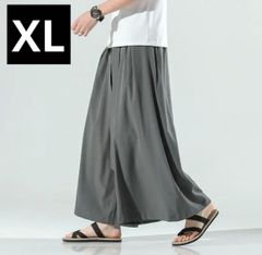 モード系　袴パンツ　薄手タイプ　ユニセックス　ワイドパンツ　ブラック、グレー