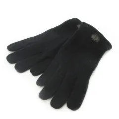 フェンディ FENDI 手袋 グローブ ニット アンゴラ混 ワンポイント ロゴ 黒 ブラック /MN12 ■GY18