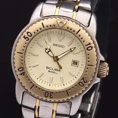 SEIKO スキューバ 200m クォーツ メンズ 腕時計 白文字盤 良品 稼働 美品 SEIKO SCUBA 200m メンズ腕時計 ダイバーウォッチ