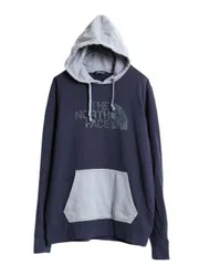 【お得なクーポン配布中!】 ノースフェイス プリント スウェット フード パーカー メンズ L 古着 The North Face トレーナー プルオーバー 裏起毛 アウトドア ツートン