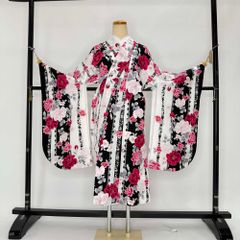 二尺袖 単品 卒業式着物 白 裄68.5cm Lサイズ  袴用着物 化繊 中古 4544